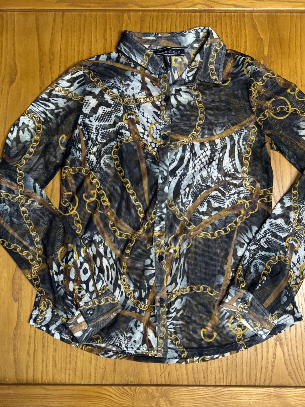 Women's Sheer Button Up Top from Love University Size L